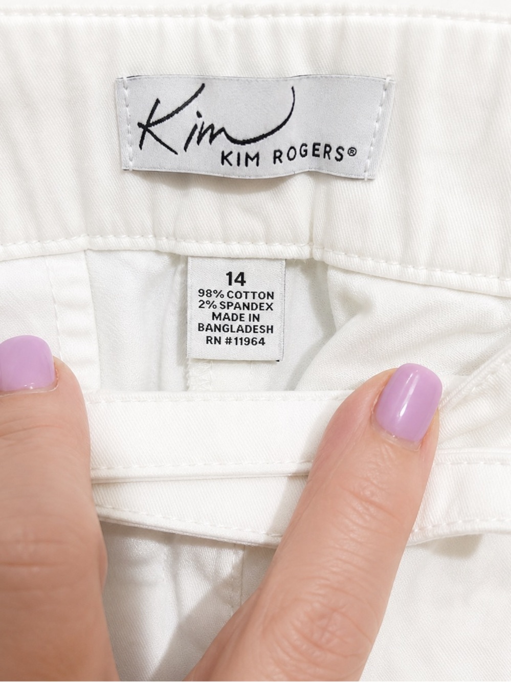 Kim Rogers White Cotton Stretch Shorts Size 14 Classic Summer - Picture 4 of 4